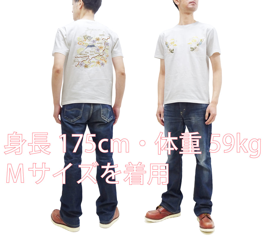 Tailor Toyo T-shirt Men's Sukajan Style Japan Map Embroidered