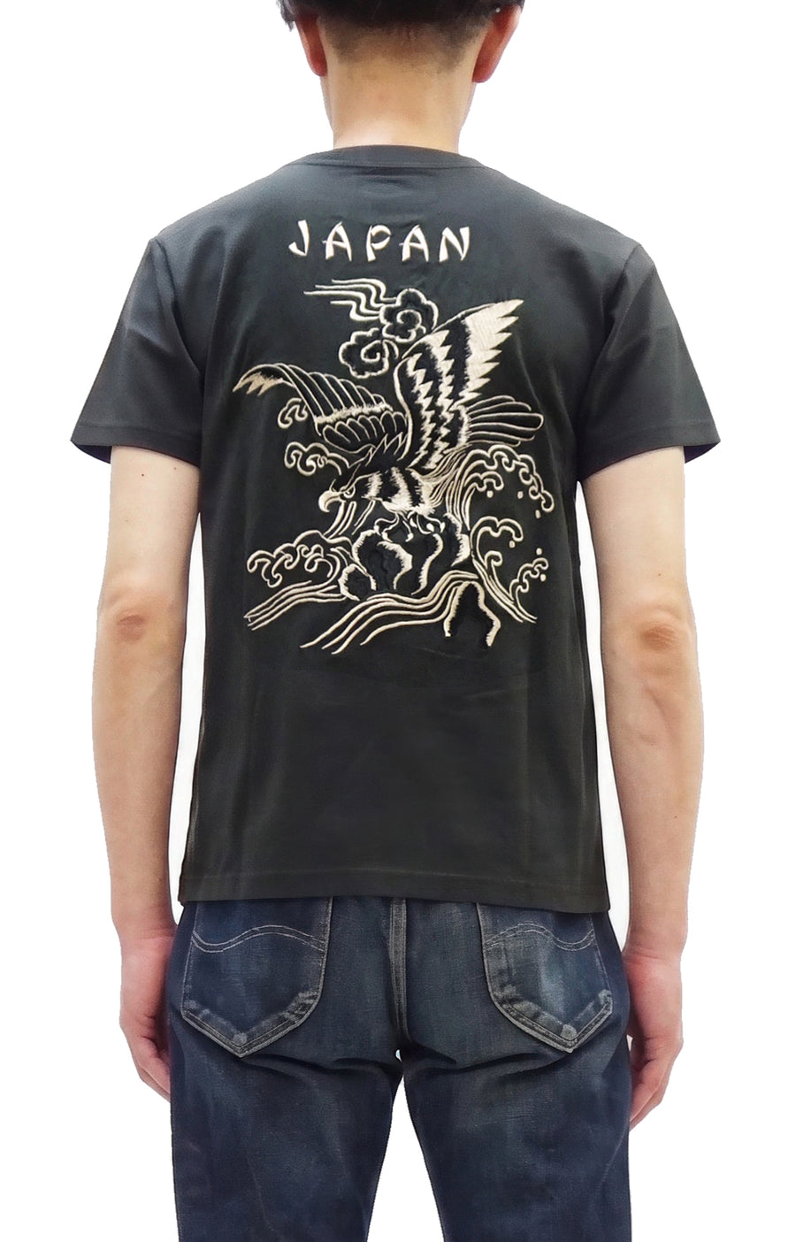 希少【taylor toyo】GREENLAND embroidery sou Tailor Toyo Men's Eagle-Embroidered Short Sleeve T-Shirt, Sukajan