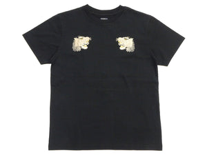 Tailor Toyo Men's Tiger-Embroidered Short Sleeve T-Shirt, Sukajan-Inspired Cotton Tee (Toyo Enterprises TT79743 119 Black)