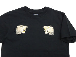 Tailor Toyo Men's Tiger-Embroidered Short Sleeve T-Shirt, Sukajan-Inspired Cotton Tee (Toyo Enterprises TT79743 119 Black)