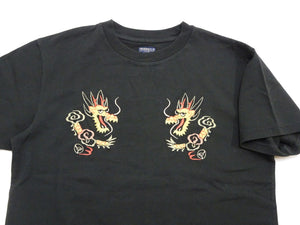 Tailor Toyo Men's Dragon-Embroidered Short Sleeve T-Shirt, Sukajan-Inspired Cotton Tee (Toyo Enterprises TT79744 118 Antique Black)