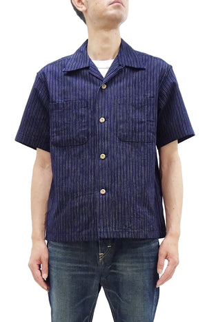 Union Supply Work Shirt by Sun Surf Men's Hawaiian Workwear Style Short Sleeve Sensuji Vertical Striped Work Blouse US39243 421A One Wash