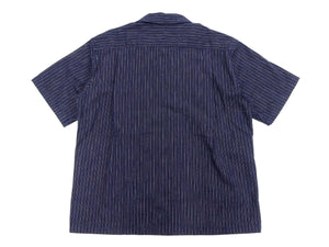 Union Supply Work Shirt by Sun Surf Men's Hawaiian Workwear Style Short Sleeve Sensuji Vertical Striped Work Blouse US39243 421A One Wash