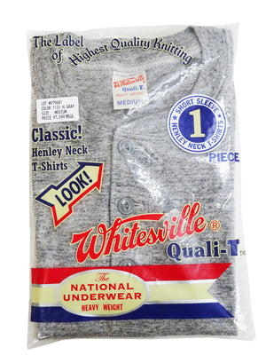 Whitesville Men's Short-Sleeve Henley T-Shirt, 100% Cotton Tubular-Knit Jersey, Slim Fit, One-Pack, Made in Japan (WV79681 113 Heather Gray)