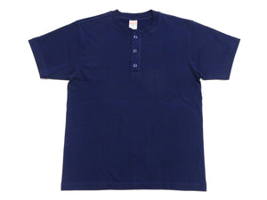Whitesville Men's Short-Sleeve Henley T-Shirt, 100% Cotton Tubular-Knit Jersey, Slim Fit, One-Pack, Made in Japan (WV79681 128 Navy)