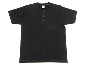 Whitesville Men's Short-Sleeve Henley T-Shirt, 100% Cotton Tubular-Knit Jersey, Slim Fit, One-Pack, Made in Japan (WV79681 119 Black)