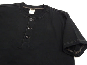 Whitesville Men's Short-Sleeve Henley T-Shirt, 100% Cotton Tubular-Knit Jersey, Slim Fit, One-Pack, Made in Japan (WV79681 119 Black)