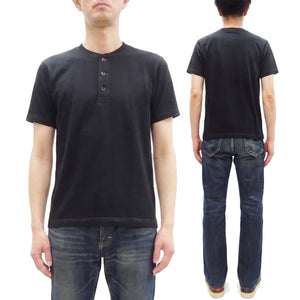 Whitesville Men's Short-Sleeve Henley T-Shirt, 100% Cotton Tubular-Knit Jersey, Slim Fit, One-Pack, Made in Japan (WV79681 119 Black)