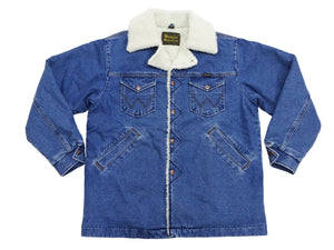 Wrangler Men's Sherpa-Lined Denim Jacket - Classic Ranch Coat Style, Mid-Length (WM1823-346, Pre-Faded Medium Blue)