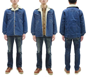 Wrangler Men's Sherpa-Lined Denim Jacket - Classic Ranch Coat Style, Mid-Length (WM1823-346, Pre-Faded Medium Blue)