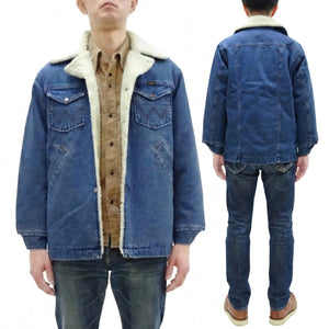Wrangler Men's Sherpa-Lined Denim Jacket - Classic Ranch Coat Style, Mid-Length (WM1823-346, Pre-Faded Medium Blue)