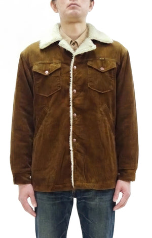 Wrangler Men's Sherpa-Lined Corduroy Jacket - Classic Ranch Coat Style, Mid-Length (WM1823-412, Brwon)