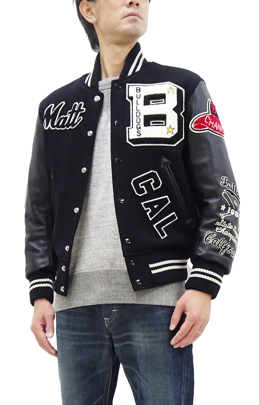 Whitesville Varsity Jacket Men s Letterman Jacket Melton x Leather Awa RODEO JAPAN Pine Avenue Clothes shop