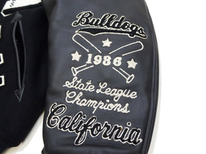 Whitesville Varsity Jacket Men's Letterman Jacket Melton x Leather Award Jacket WV15385 WV15385-119 Black/Black