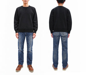 Whitesville Men's Vintage-Inspired Heavyweight 100% Cotton Long-Sleeve Crew-Neck Sweatshirt, Brushed Interior, Tubular Body, Front and Back V-Gussets, Four-Needle Flatseams, Made in Japan (WV67728 119 Black)