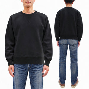 Whitesville Men's Vintage-Inspired Heavyweight 100% Cotton Long-Sleeve Crew-Neck Sweatshirt, Brushed Interior, Tubular Body, Front and Back V-Gussets, Four-Needle Flatseams, Made in Japan (WV67728 119 Black)