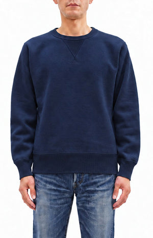 Whitesville Men's Vintage-Inspired Heavyweight 100% Cotton Long-Sleeve Crew-Neck Sweatshirt, Brushed Interior, Tubular Body, Front and Back V-Gussets, Four-Needle Flatseams, Made in Japan (WV67728 128 Navy)