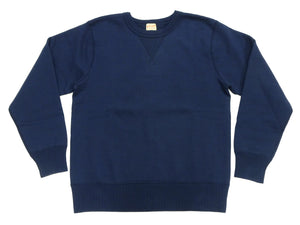 Whitesville Men's Vintage-Inspired Heavyweight 100% Cotton Long-Sleeve Crew-Neck Sweatshirt, Brushed Interior, Tubular Body, Front and Back V-Gussets, Four-Needle Flatseams, Made in Japan (WV67728 128 Navy)