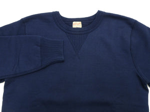 Whitesville Men's Vintage-Inspired Heavyweight 100% Cotton Long-Sleeve Crew-Neck Sweatshirt, Brushed Interior, Tubular Body, Front and Back V-Gussets, Four-Needle Flatseams, Made in Japan (WV67728 128 Navy)