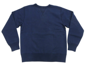 Whitesville Men's Vintage-Inspired Heavyweight 100% Cotton Long-Sleeve Crew-Neck Sweatshirt, Brushed Interior, Tubular Body, Front and Back V-Gussets, Four-Needle Flatseams, Made in Japan (WV67728 128 Navy)