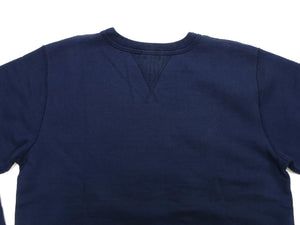 Whitesville Men's Vintage-Inspired Heavyweight 100% Cotton Long-Sleeve Crew-Neck Sweatshirt, Brushed Interior, Tubular Body, Front and Back V-Gussets, Four-Needle Flatseams, Made in Japan (WV67728 128 Navy)