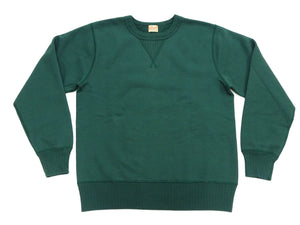 Whitesville Men's Vintage-Inspired Heavyweight 100% Cotton Long-Sleeve Crew-Neck Sweatshirt, Brushed Interior, Tubular Body, Front and Back V-Gussets, Four-Needle Flatseams, Made in Japan (WV67728 145 Green)