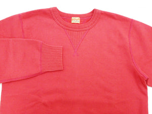 Whitesville Men's Vintage-Inspired Heavyweight 100% Cotton Long-Sleeve Crew-Neck Sweatshirt, Brushed Interior, Tubular Body, Front and Back V-Gussets, Four-Needle Flatseams, Made in Japan (WV67728 165 Red)