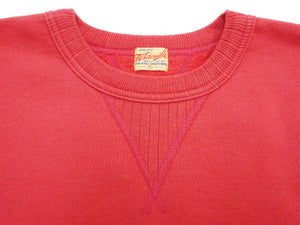 Whitesville Men's Vintage-Inspired Heavyweight 100% Cotton Long-Sleeve Crew-Neck Sweatshirt, Brushed Interior, Tubular Body, Front and Back V-Gussets, Four-Needle Flatseams, Made in Japan (WV67728 165 Red)