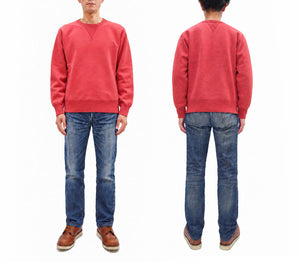 Whitesville Men's Vintage-Inspired Heavyweight 100% Cotton Long-Sleeve Crew-Neck Sweatshirt, Brushed Interior, Tubular Body, Front and Back V-Gussets, Four-Needle Flatseams, Made in Japan (WV67728 165 Red)