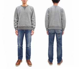 Whitesville Men's Vintage-Inspired Heavyweight 100% Cotton Long-Sleeve Crew-Neck Sweatshirt, Brushed Interior, Tubular Body, Front and Back V-Gussets, Four-Needle Flatseams, Made in Japan (WV67728 113 Heather Gray)