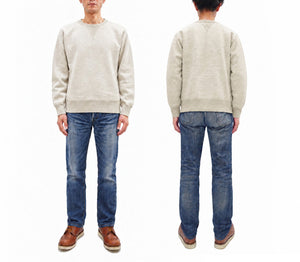 Whitesville Men's Vintage-Inspired Heavyweight 100% Cotton Long-Sleeve Crew-Neck Sweatshirt, Brushed Interior, Tubular Body, Front and Back V-Gussets, Four-Needle Flatseams, Made in Japan (WV67728 131 Oatmeal)