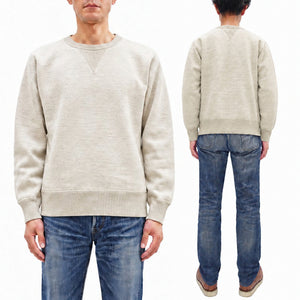 Whitesville Men's Vintage-Inspired Heavyweight 100% Cotton Long-Sleeve Crew-Neck Sweatshirt, Brushed Interior, Tubular Body, Front and Back V-Gussets, Four-Needle Flatseams, Made in Japan (WV67728 131 Oatmeal)