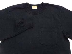 Whitesville Men's Long-Sleeve Pocket T-Shirt, 100% Cotton Tubular Jersey, Binder Crew Neck, Ribbed Cuffs, One-Wash Finish, Made in Japan (WV68849 119 Black)