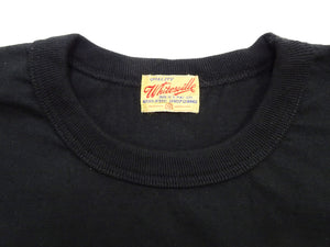 Whitesville Men's Long-Sleeve Pocket T-Shirt, 100% Cotton Tubular Jersey, Binder Crew Neck, Ribbed Cuffs, One-Wash Finish, Made in Japan (WV68849 119 Black)