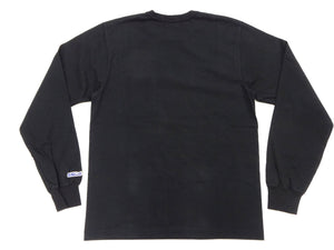 Whitesville Men's Long-Sleeve Pocket T-Shirt, 100% Cotton Tubular Jersey, Binder Crew Neck, Ribbed Cuffs, One-Wash Finish, Made in Japan (WV68849 119 Black)