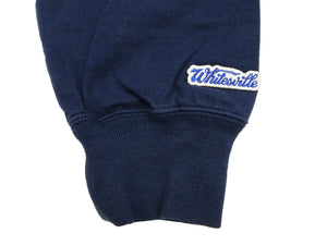 Whitesville Men's Long-Sleeve Pocket T-Shirt, 100% Cotton Tubular Jersey, Binder Crew Neck, Ribbed Cuffs, One-Wash Finish, Made in Japan (WV68849 128 Navy)