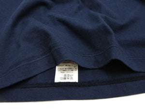 Whitesville Men's Long-Sleeve Pocket T-Shirt, 100% Cotton Tubular Jersey, Binder Crew Neck, Ribbed Cuffs, One-Wash Finish, Made in Japan (WV68849 128 Navy)