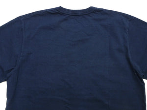 Whitesville Men's Long-Sleeve Pocket T-Shirt, 100% Cotton Tubular Jersey, Binder Crew Neck, Ribbed Cuffs, One-Wash Finish, Made in Japan (WV68849 128 Navy)