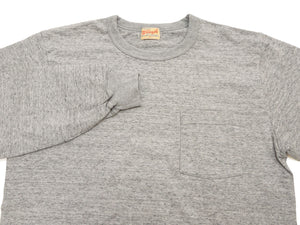 Whitesville Men's Long-Sleeve Pocket T-Shirt, 100% Cotton Tubular Jersey, Binder Crew Neck, Ribbed Cuffs, One-Wash Finish, Made in Japan (WV68849 113 Heather Gray)