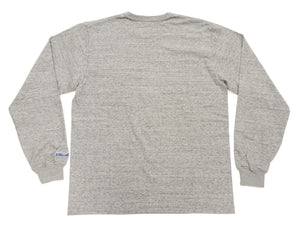 Whitesville Men's Long-Sleeve Pocket T-Shirt, 100% Cotton Tubular Jersey, Binder Crew Neck, Ribbed Cuffs, One-Wash Finish, Made in Japan (WV68849 113 Heather Gray)