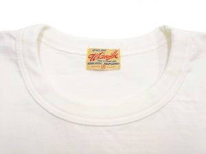 Whitesville Men's Long-Sleeve Pocket T-Shirt, 100% Cotton Tubular Jersey, Binder Crew Neck, Ribbed Cuffs, One-Wash Finish, Made in Japan (WV68849 105 Off-White)