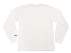 Whitesville Men's Long-Sleeve Pocket T-Shirt, 100% Cotton Tubular Jersey, Binder Crew Neck, Ribbed Cuffs, One-Wash Finish, Made in Japan (WV68849 105 Off-White)