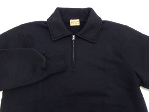 Whitesville Men's Collared Half-Zip Sweatshirt - Heavyweight Loopwheel Fleece, Made in Japan, Vintage-Inspired Athletic Wear (Toyo Enterprises WV69641 119 Black)
