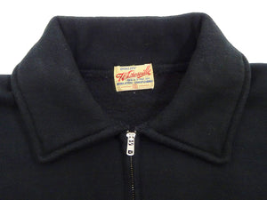 Whitesville Men's Collared Half-Zip Sweatshirt - Heavyweight Loopwheel Fleece, Made in Japan, Vintage-Inspired Athletic Wear (Toyo Enterprises WV69641 119 Black)