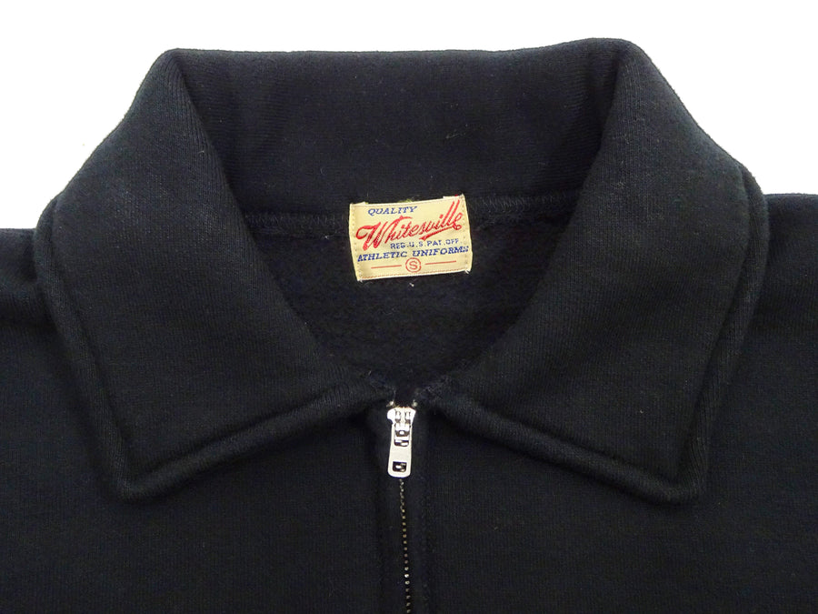 Whitesville Men's Collared Half-Zip Sweatshirt - Heavyweight Loopwheel Fleece, Made in Japan, Vintage-Inspired Athletic Wear (Toyo Enterprises WV69641 119 Black)