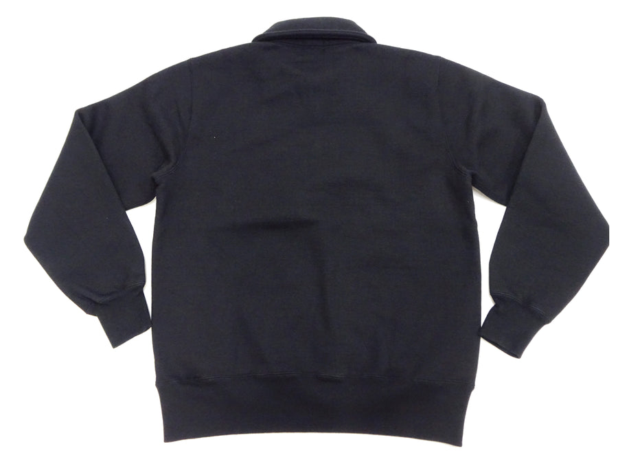 Whitesville Men's Collared Half-Zip Sweatshirt - Heavyweight Loopwheel Fleece, Made in Japan, Vintage-Inspired Athletic Wear (Toyo Enterprises WV69641 119 Black)