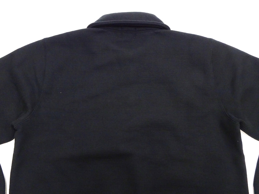 Whitesville Men's Collared Half-Zip Sweatshirt - Heavyweight Loopwheel Fleece, Made in Japan, Vintage-Inspired Athletic Wear (Toyo Enterprises WV69641 119 Black)