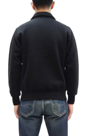 Whitesville Men's Collared Half-Zip Sweatshirt - Heavyweight Loopwheel Fleece, Made in Japan, Vintage-Inspired Athletic Wear (Toyo Enterprises WV69641 119 Black)