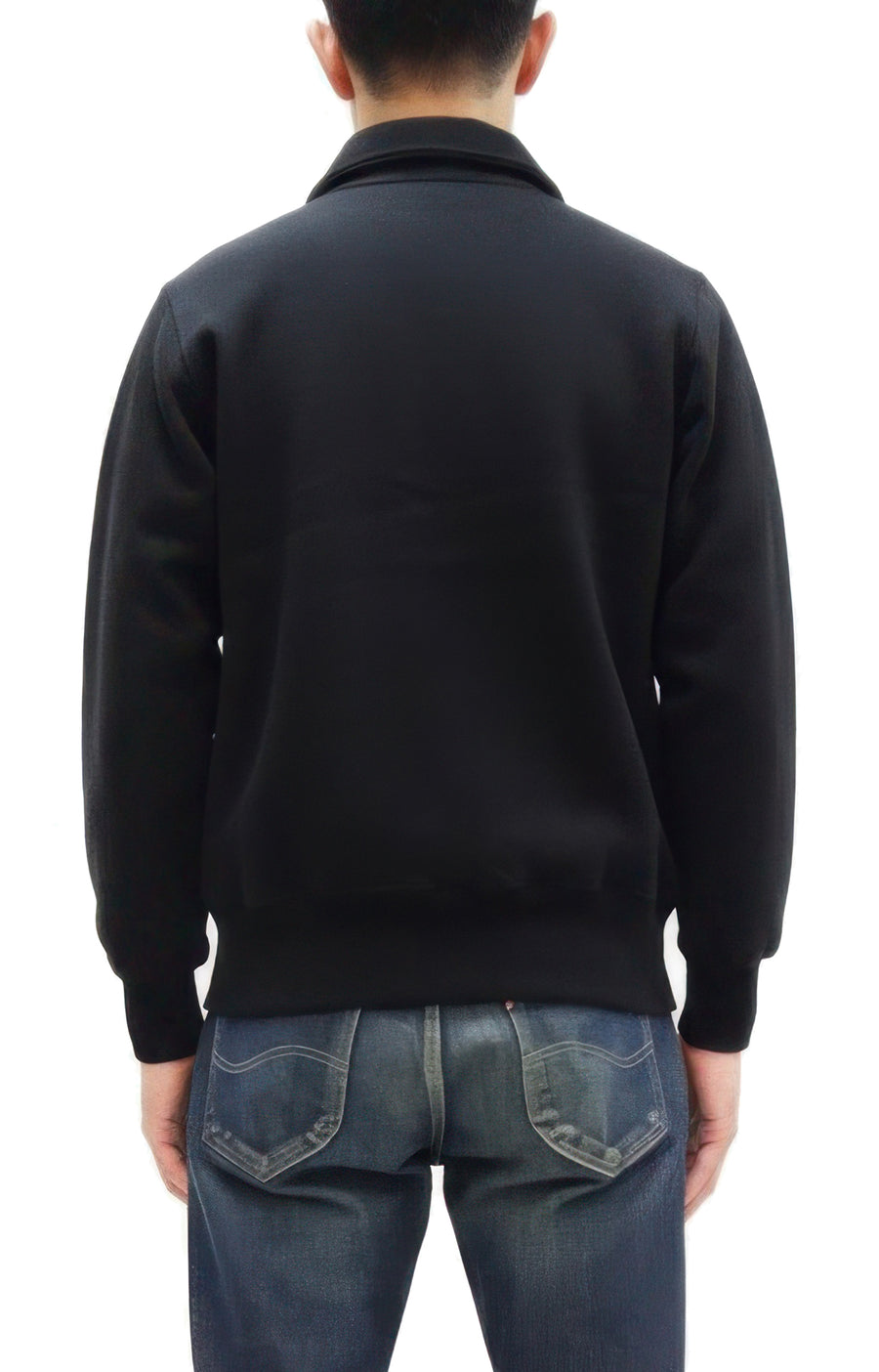 Whitesville Men's Collared Half-Zip Sweatshirt - Heavyweight Loopwheel Fleece, Made in Japan, Vintage-Inspired Athletic Wear (Toyo Enterprises WV69641 119 Black)