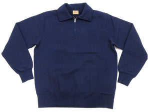 Whitesville Men's Collared Half-Zip Sweatshirt - Heavyweight Loopwheel Fleece, Made in Japan, Vintage-Inspired Athletic Wear (Toyo Enterprises WV69641 128 Navy)